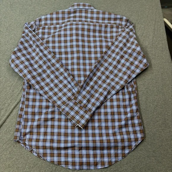 Thomas Dean Men's Blue and Brown Checkered Shirt - Picture 7 of 7